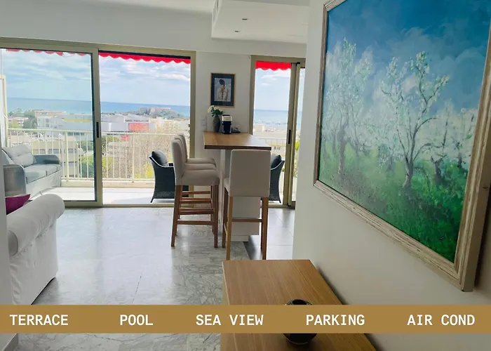 Superbe 2 Pieces Antibes Vue Mer, Piscine, Parking